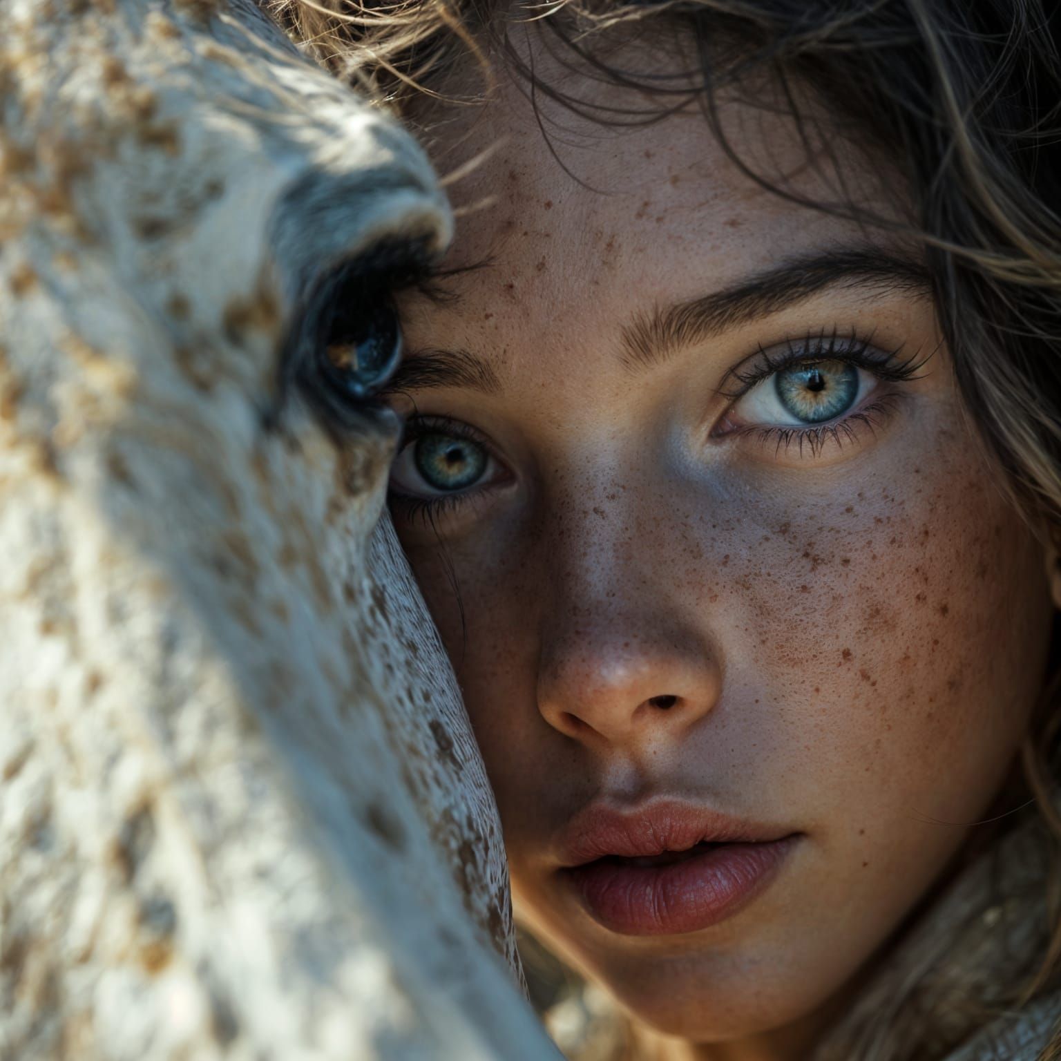 Girl and Arabian Horse in Comic Book Style