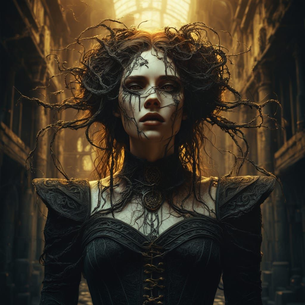 Gothic Goddess in Dystopian Ruins