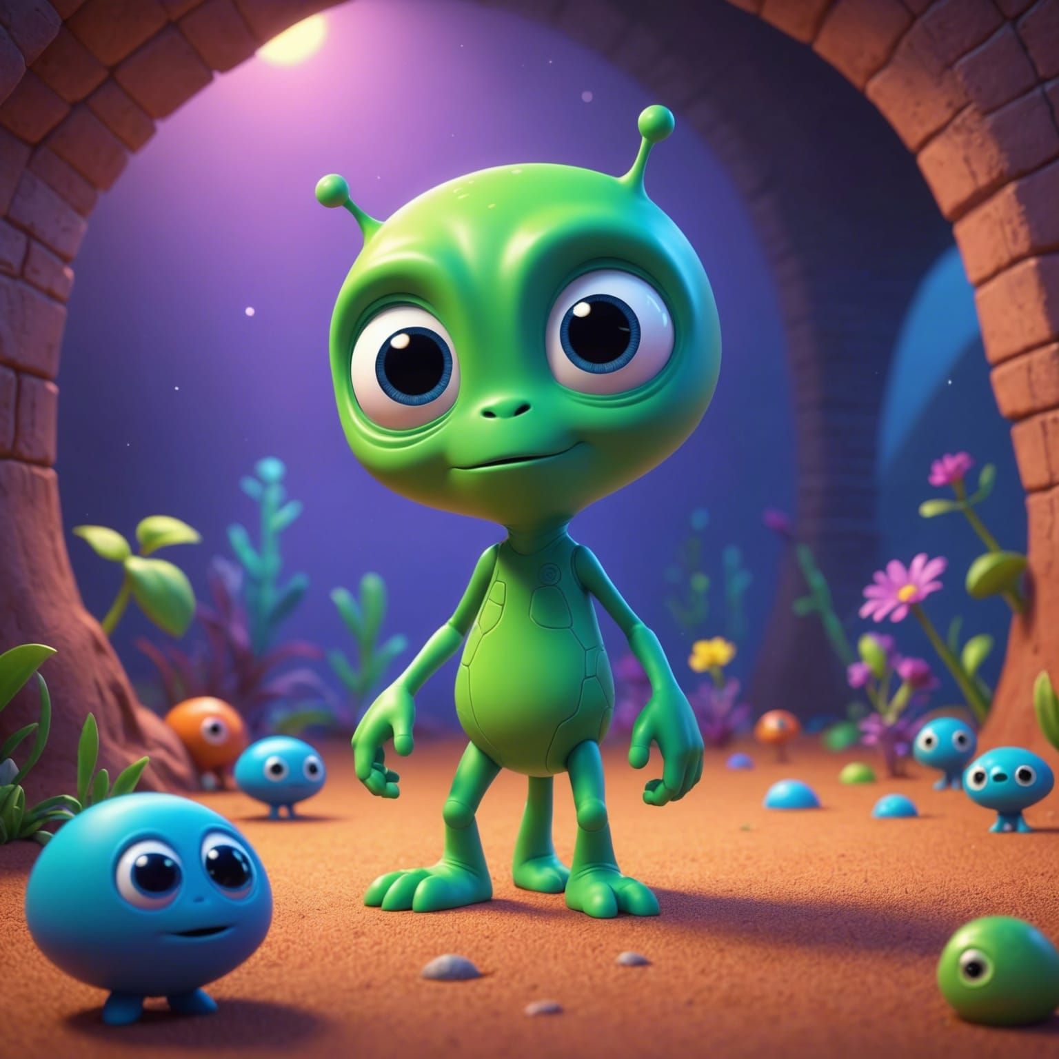 Cute Alien Hide and Seek: Pixar-Style 3D Art