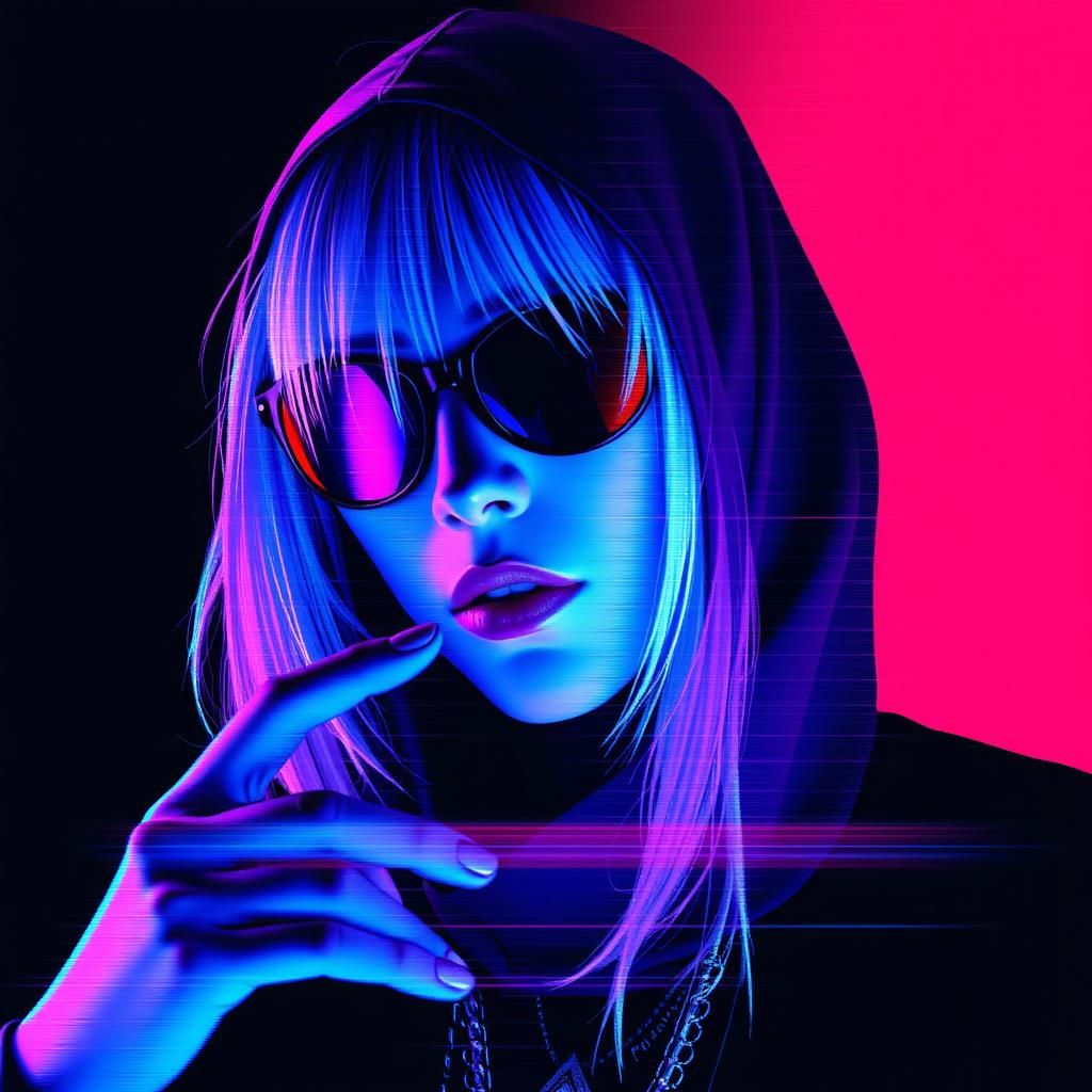 Maximalist Abstract Constellation in Glitch Art Style