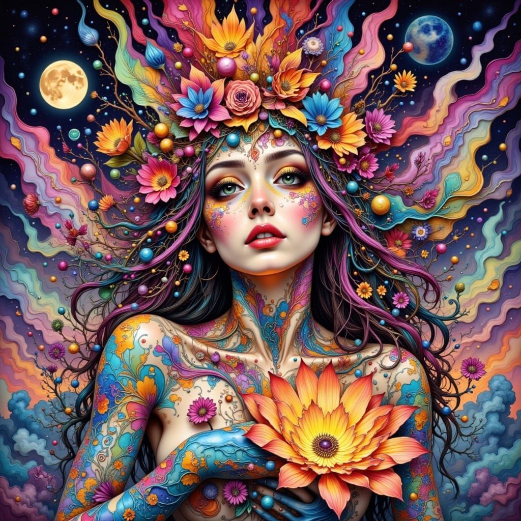 Intricate Ink Text "Hot Stuff" in Bohemian Style