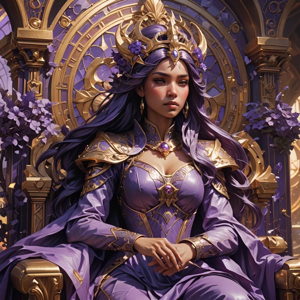 Purple Letter Q on a Byzantine Throne