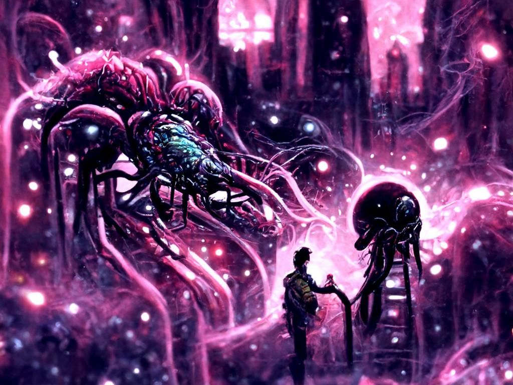 Lovecraftian Horror Space Spider Monster Dan Mumford 8K reso...