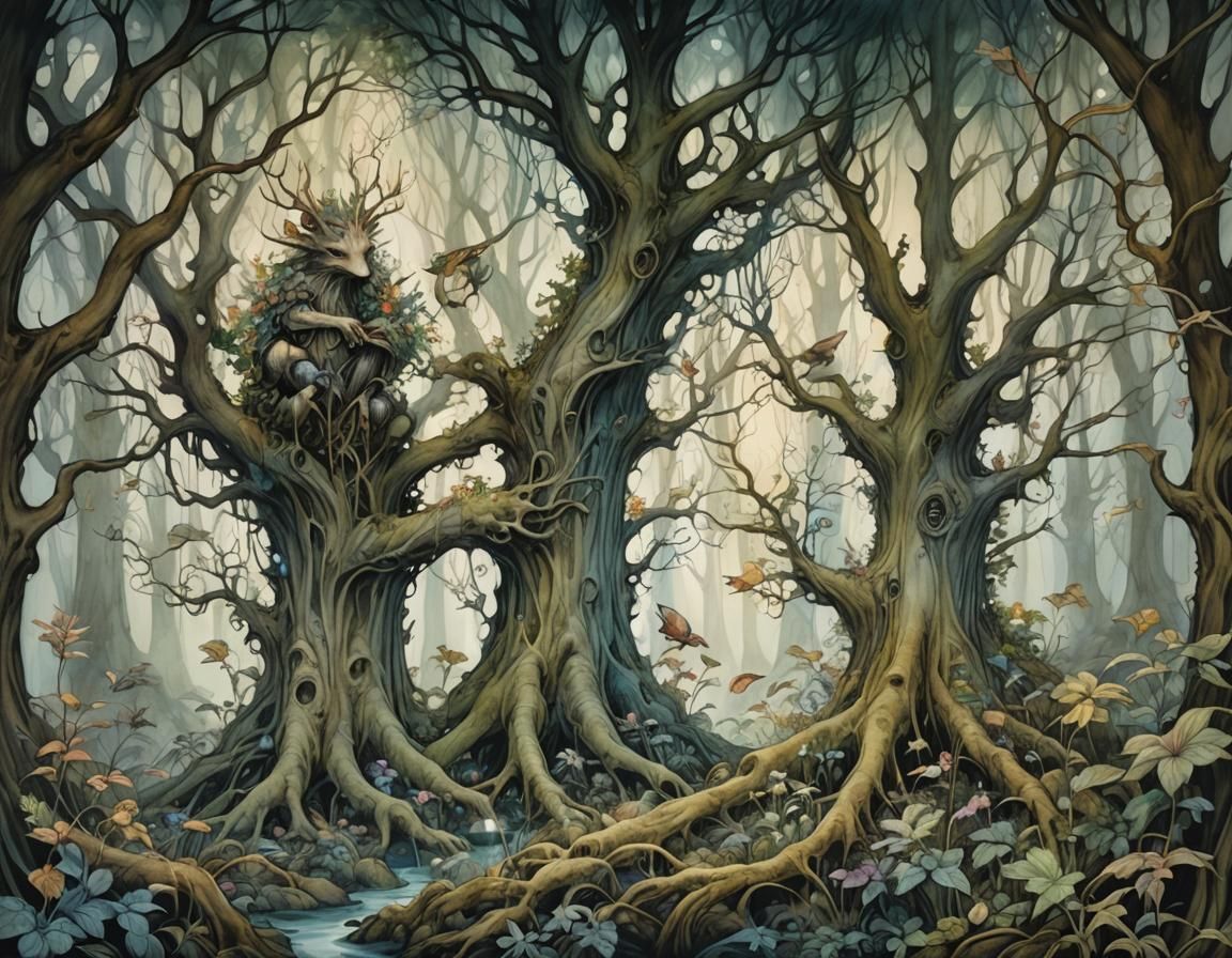 Enchanted Forest with Neurographic Ink and Pastel Shades