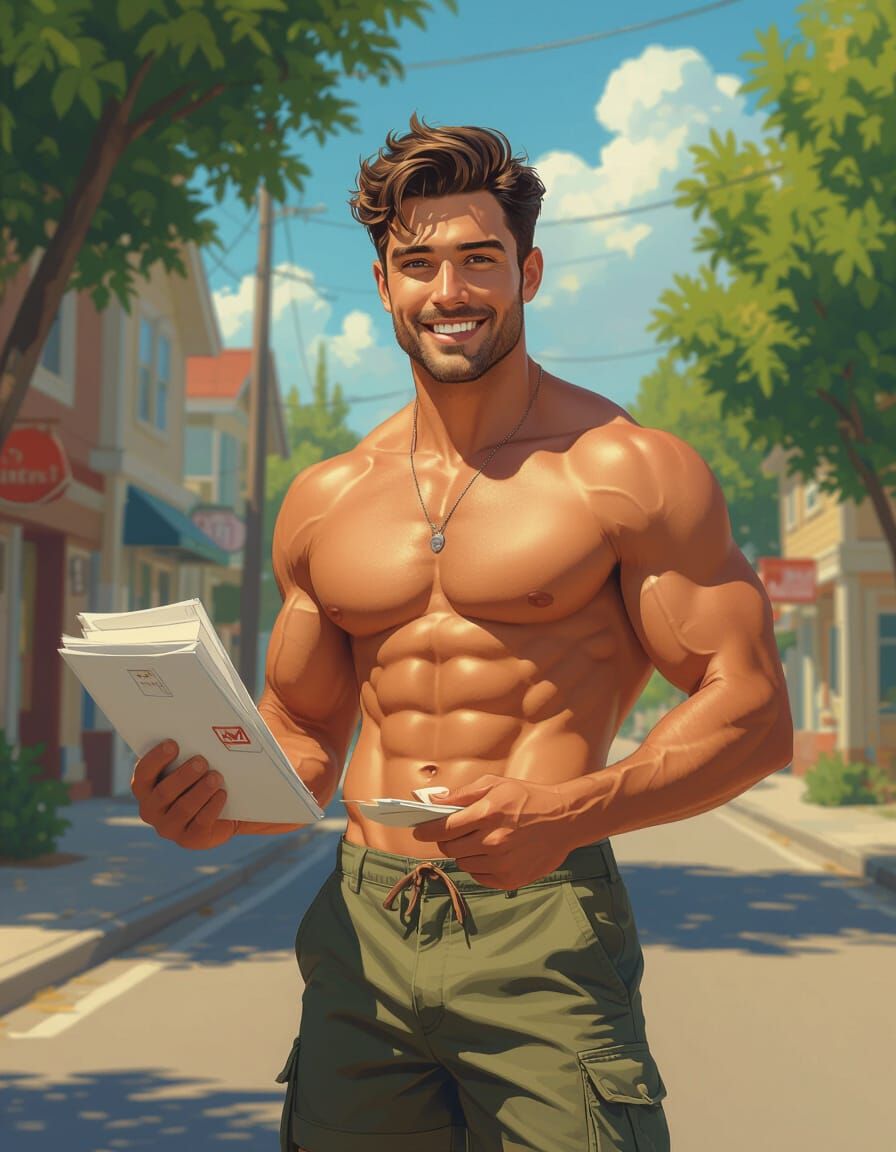 Charming Postman Delivers Mail in Vivid Colors
