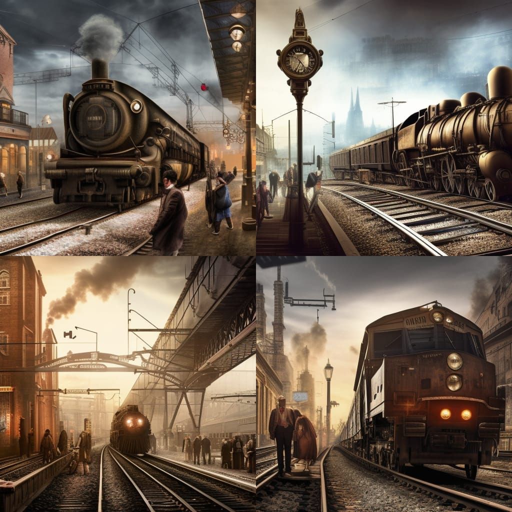 Steampunk Locomotive Arrives: Cinematic 8k Scene