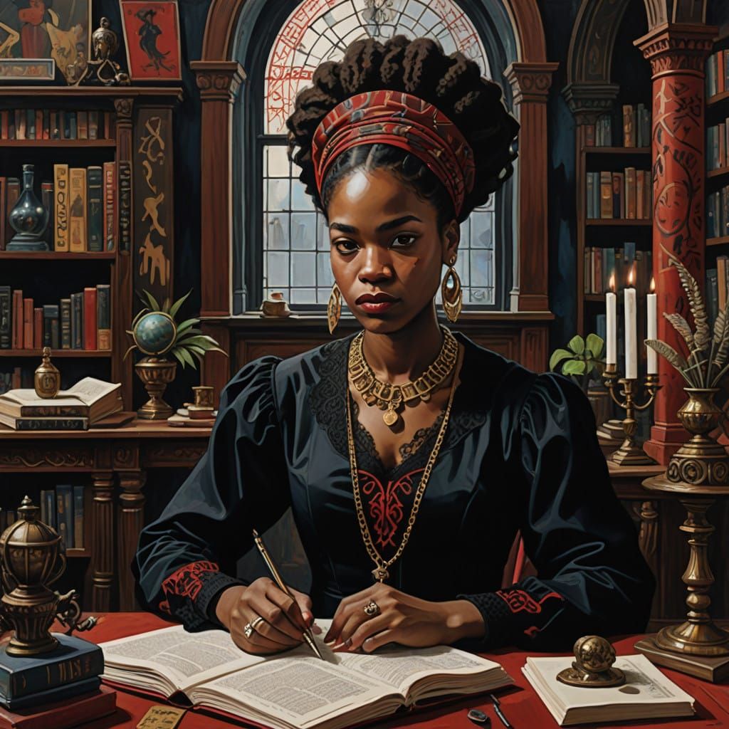 African American Gothic Princess in Velvet Attire