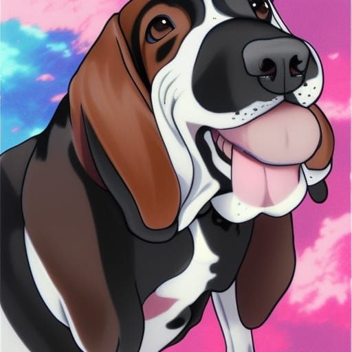 Basset Hound in Anime Style