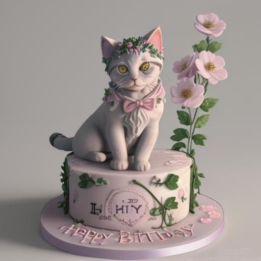 Kitty Cake Sculpture in Pre-Raphaelite Style