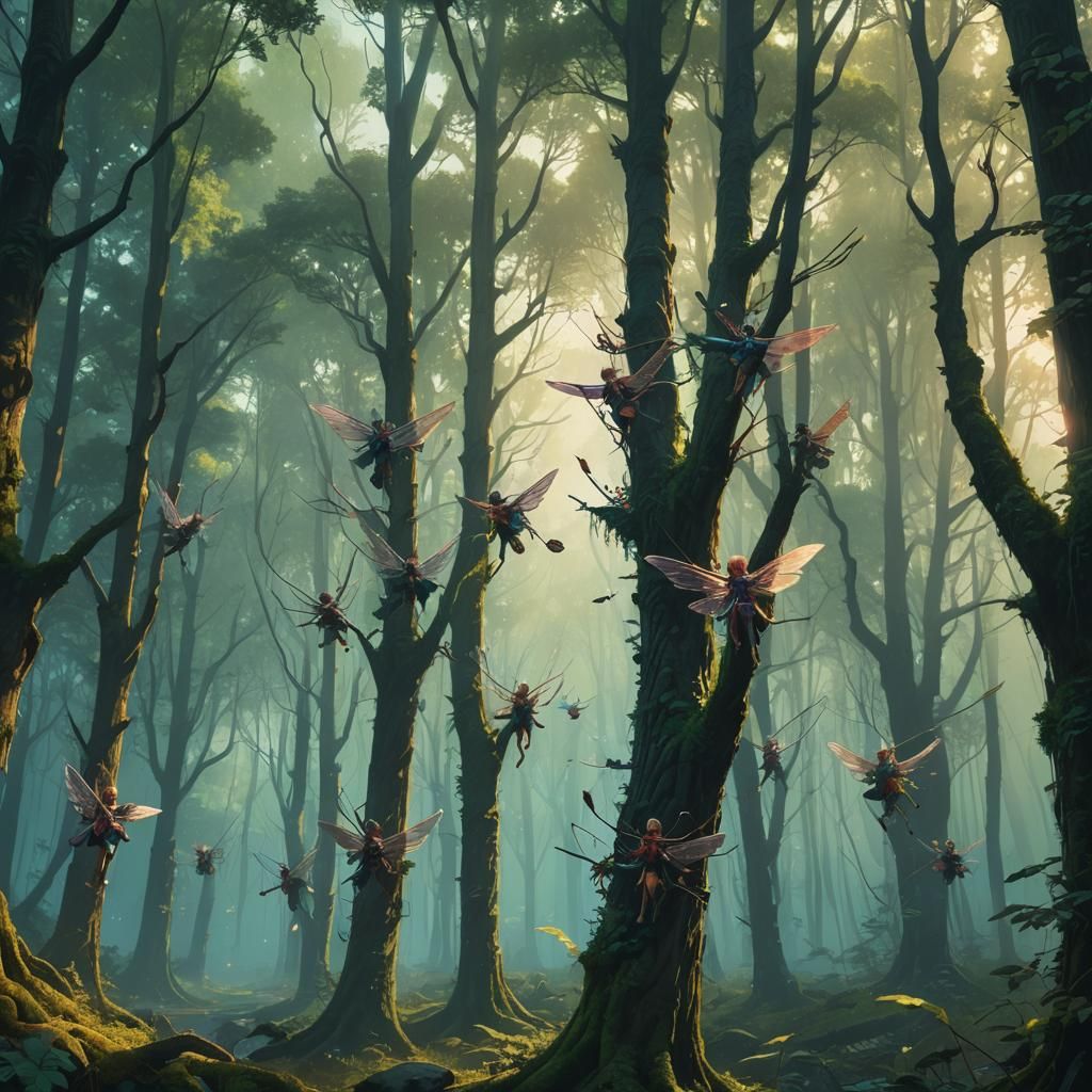 Fairies in Lush Forest Concept Art