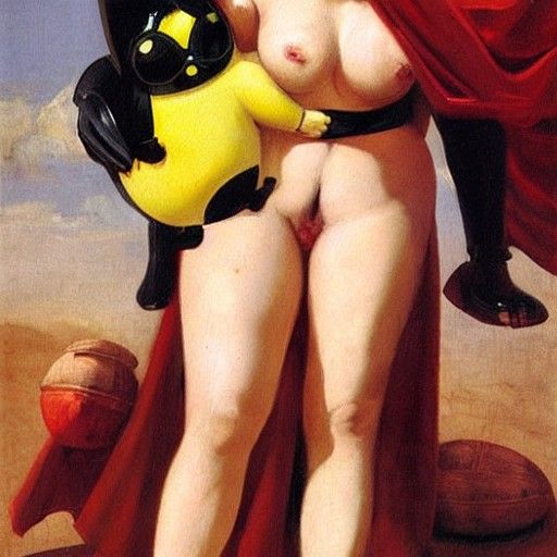Pikachu's Unlikely Birth: A Titian-esque Oil Painting