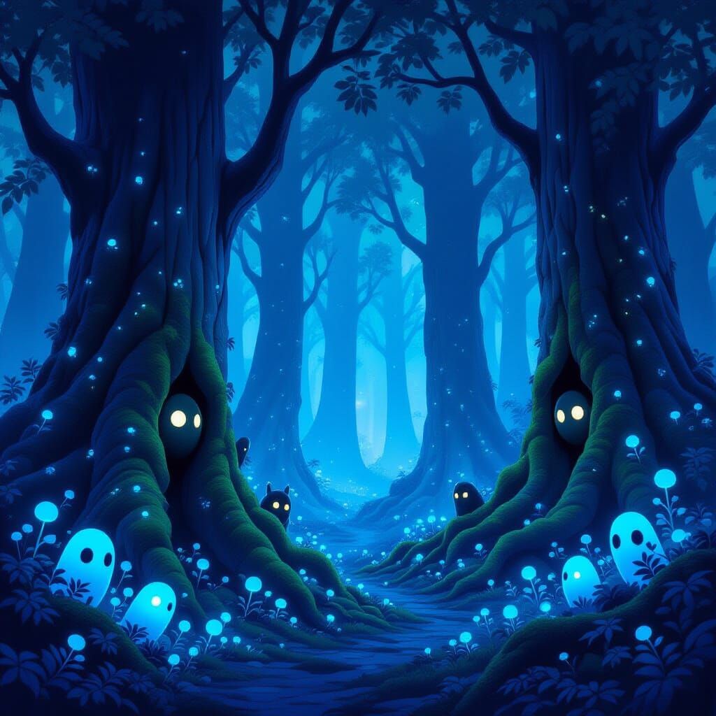 Enchanted Bioluminescent Forest at Twilight