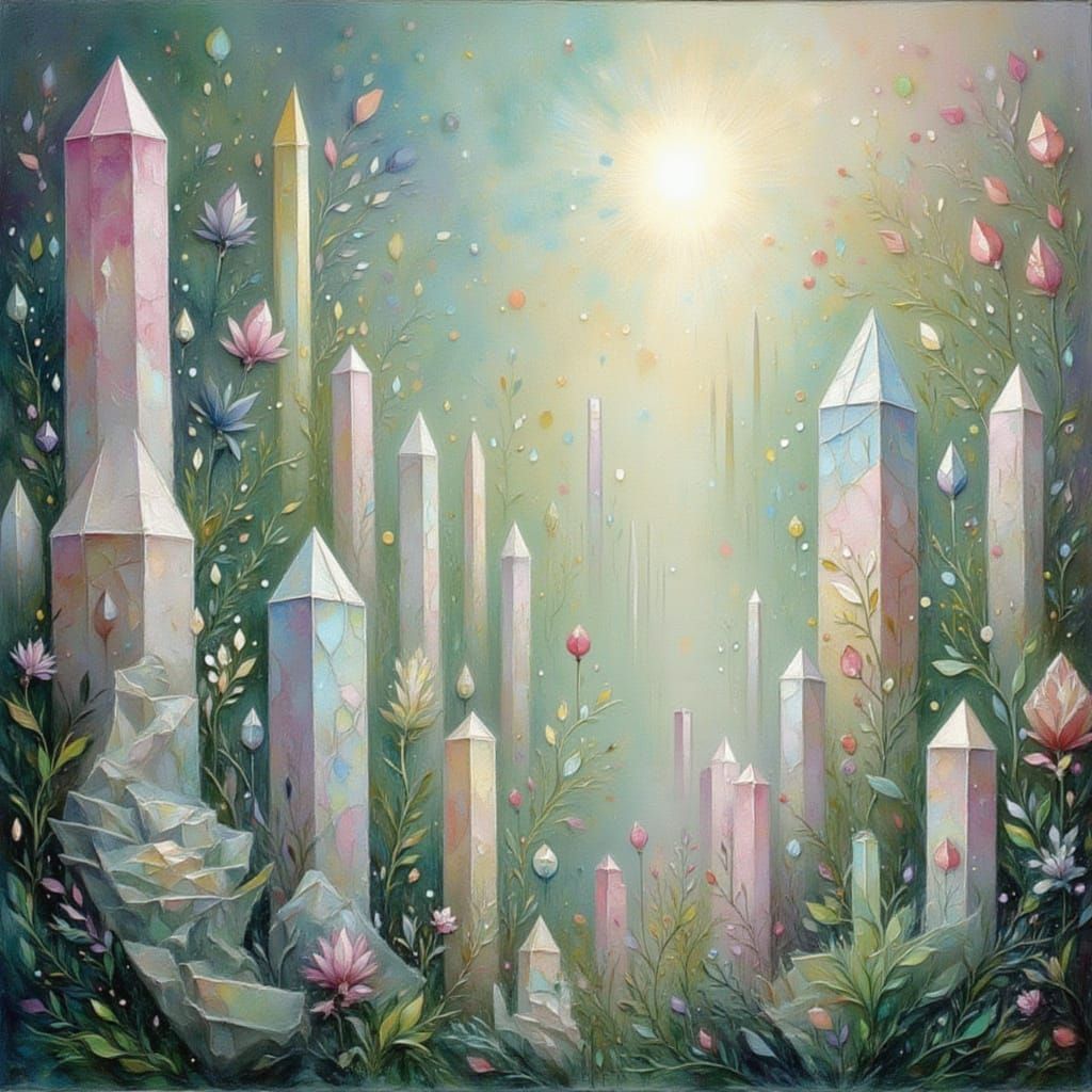 Crystalline Cyborg in Earth Temple: AI Art