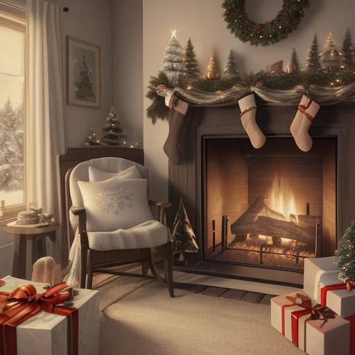 Cozy 1700s New Year's Eve Interior in Hyperrealism