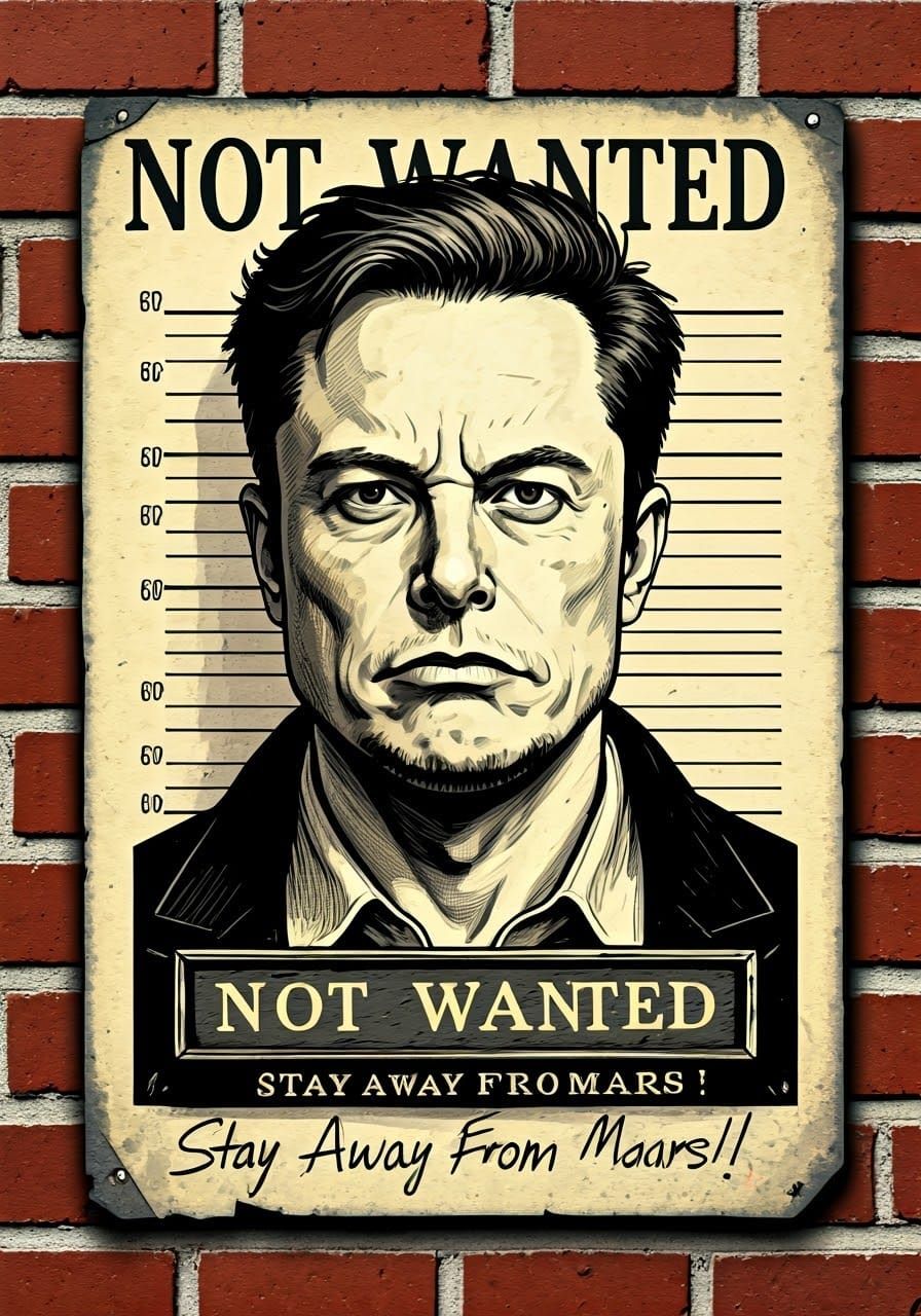 Elon Musk Gritty Mugshot Art Poster