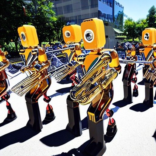 Robot Marching Band in Sunny Parade