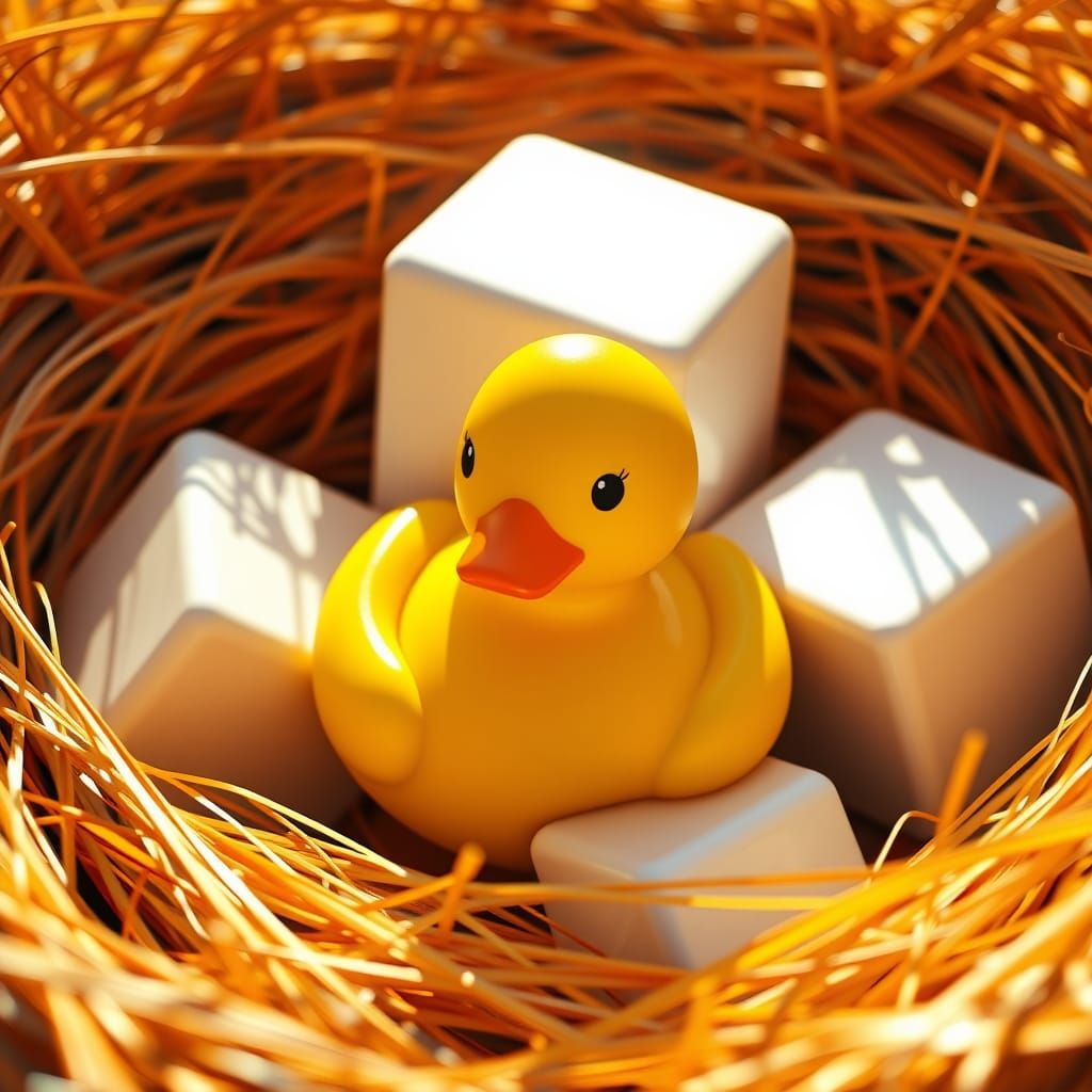 Vibrant Cube Duck Family in a Sunlit Nest