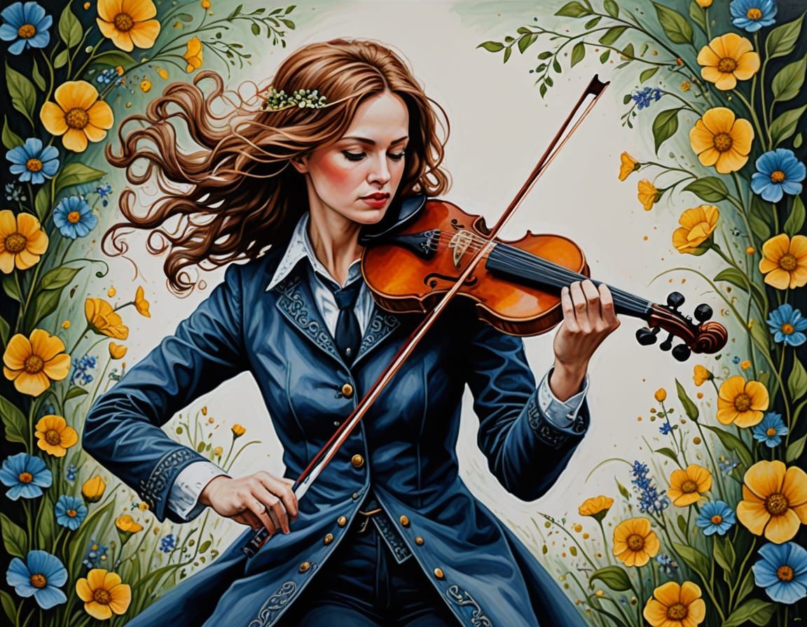 Fiddle Faddle Mixed Media Art