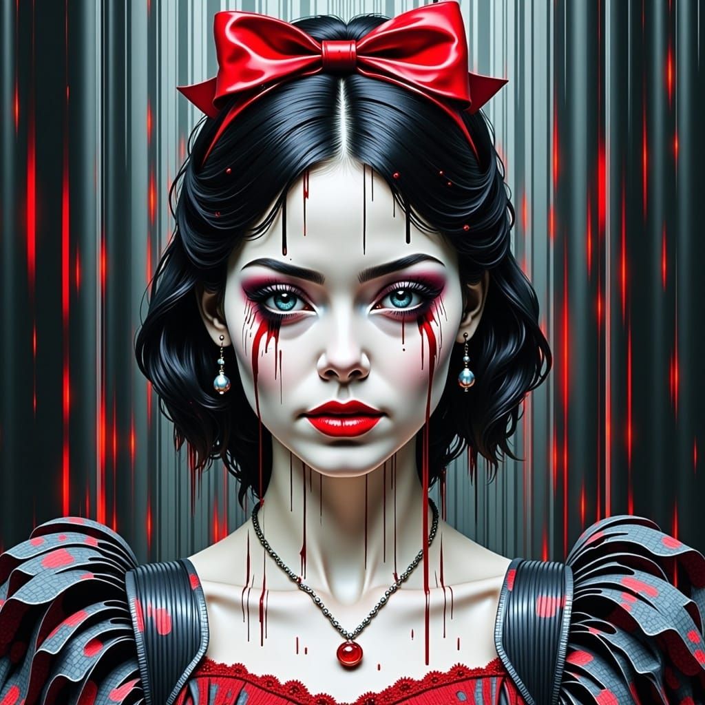 Snow White in Glitch Art Style