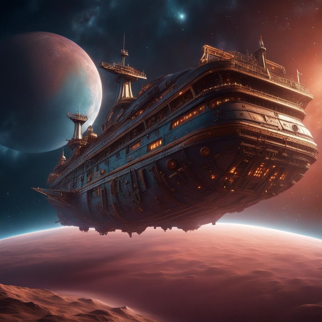 Lost Spaceship in Deep Space: Detailed Matte Painting