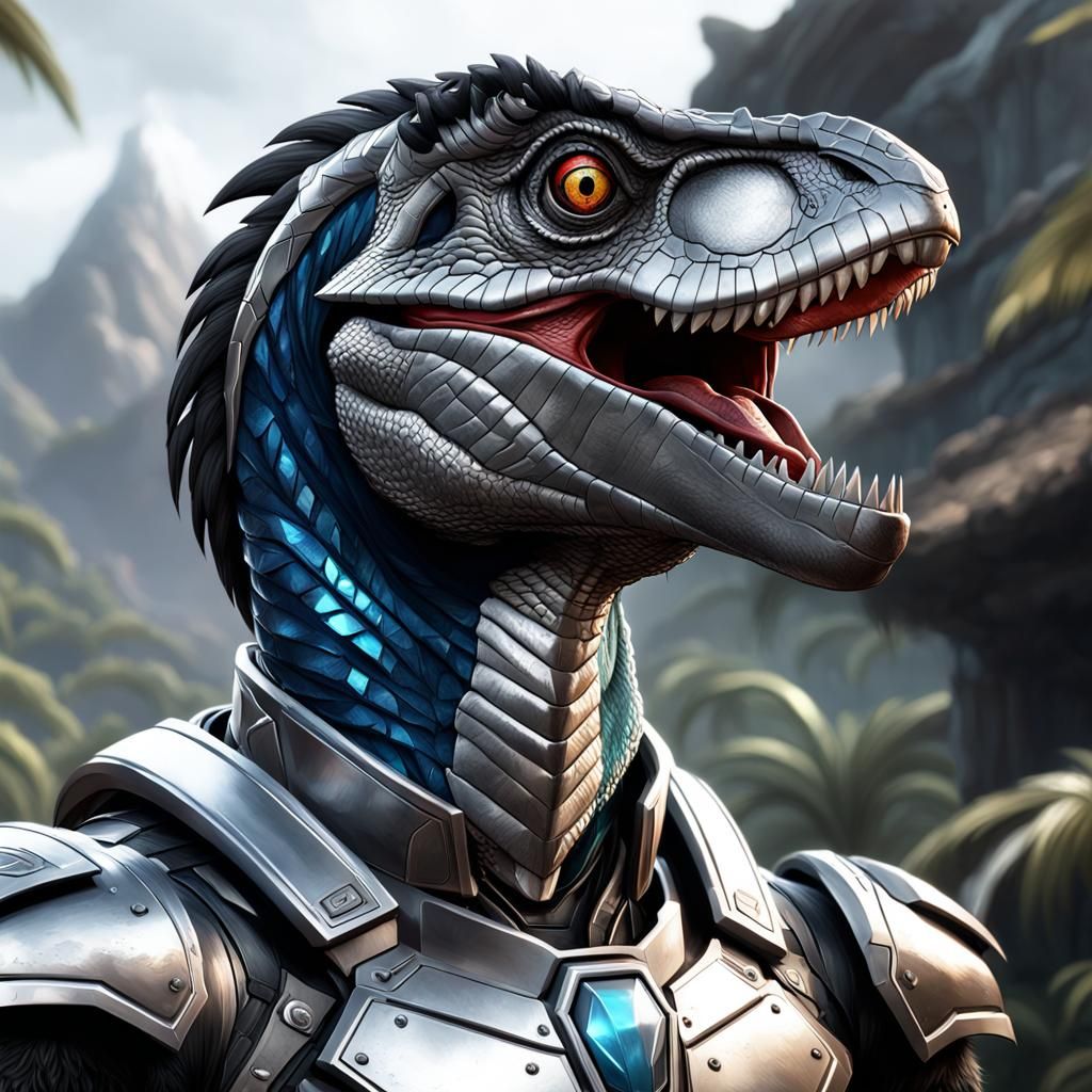 Hyperdetailed Velociraptor Power Ranger Portrait