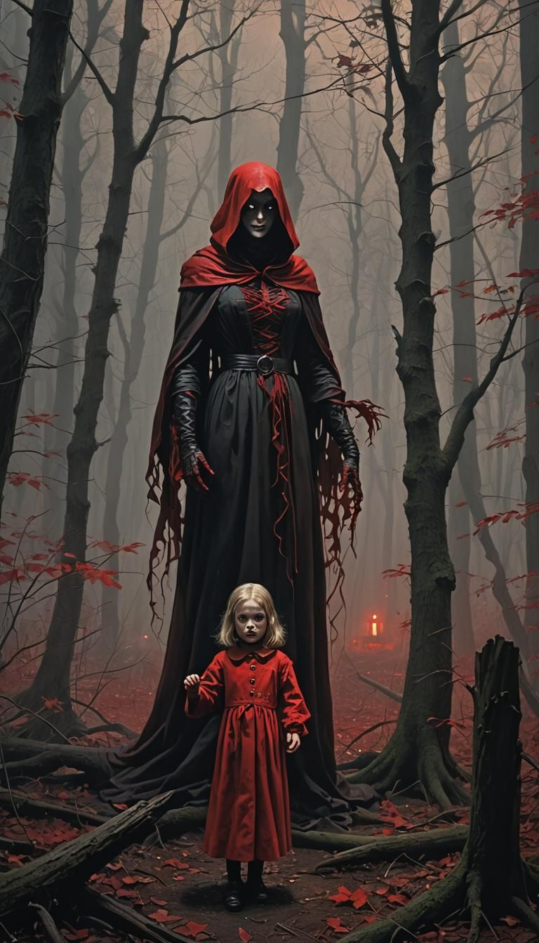 Mysterious Figure Cares for Lost Girl in Forest