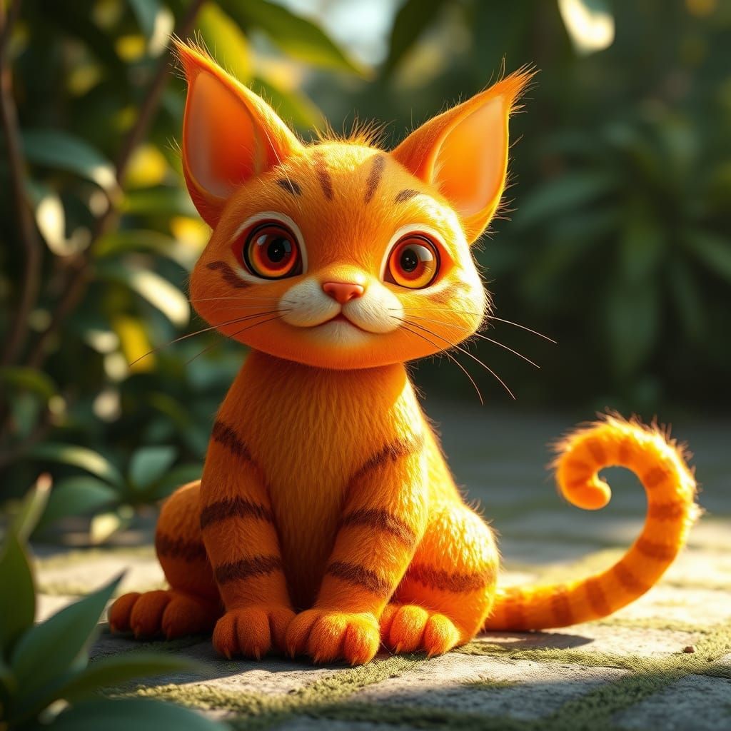 Vibrant Orange Feline Fruit in Serene Paradise