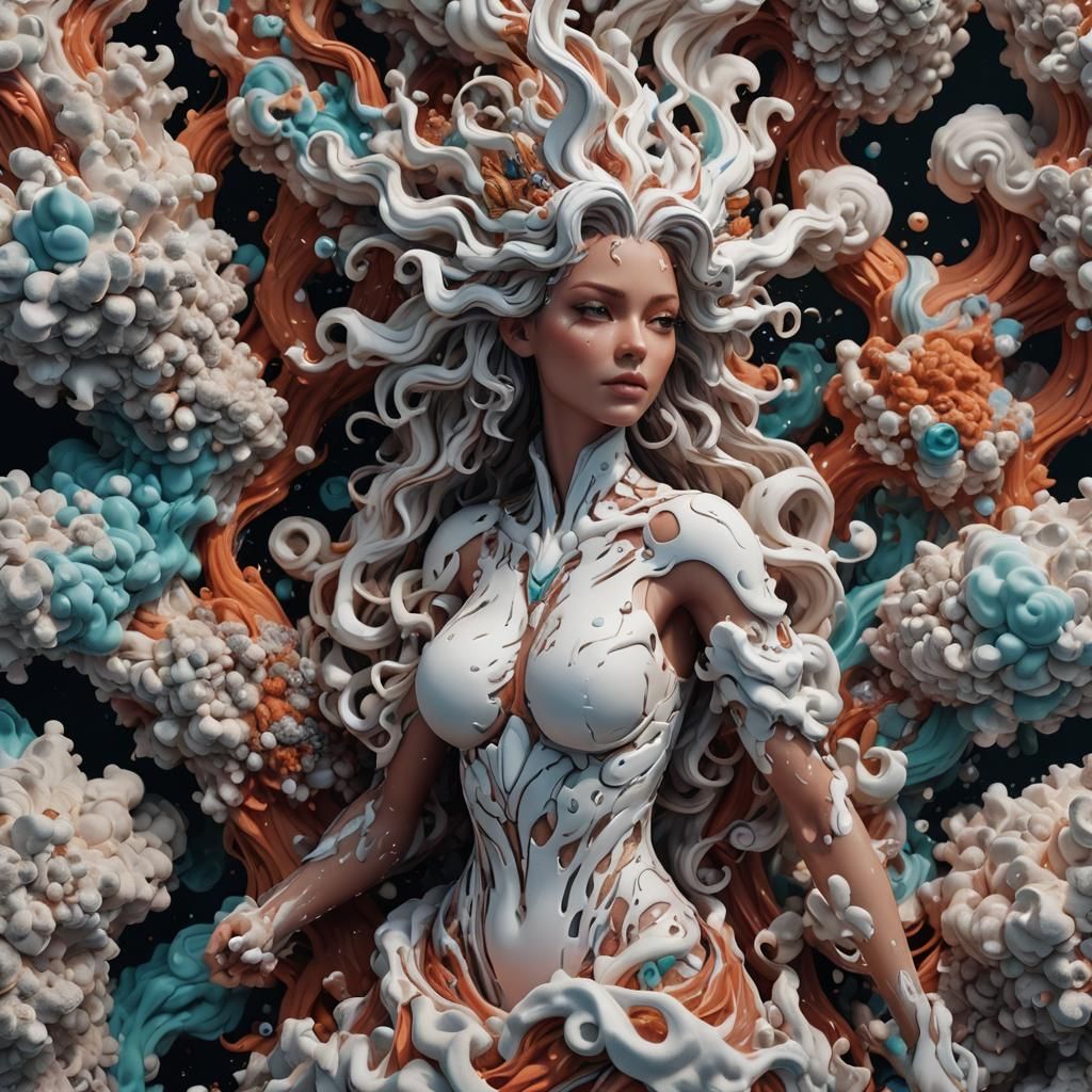 Foam Elemental Woman: Fantasy Concept Art