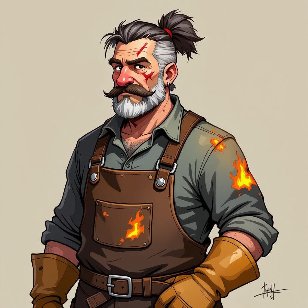 Toon Sketch Portrait of a Barrel-Chested Man