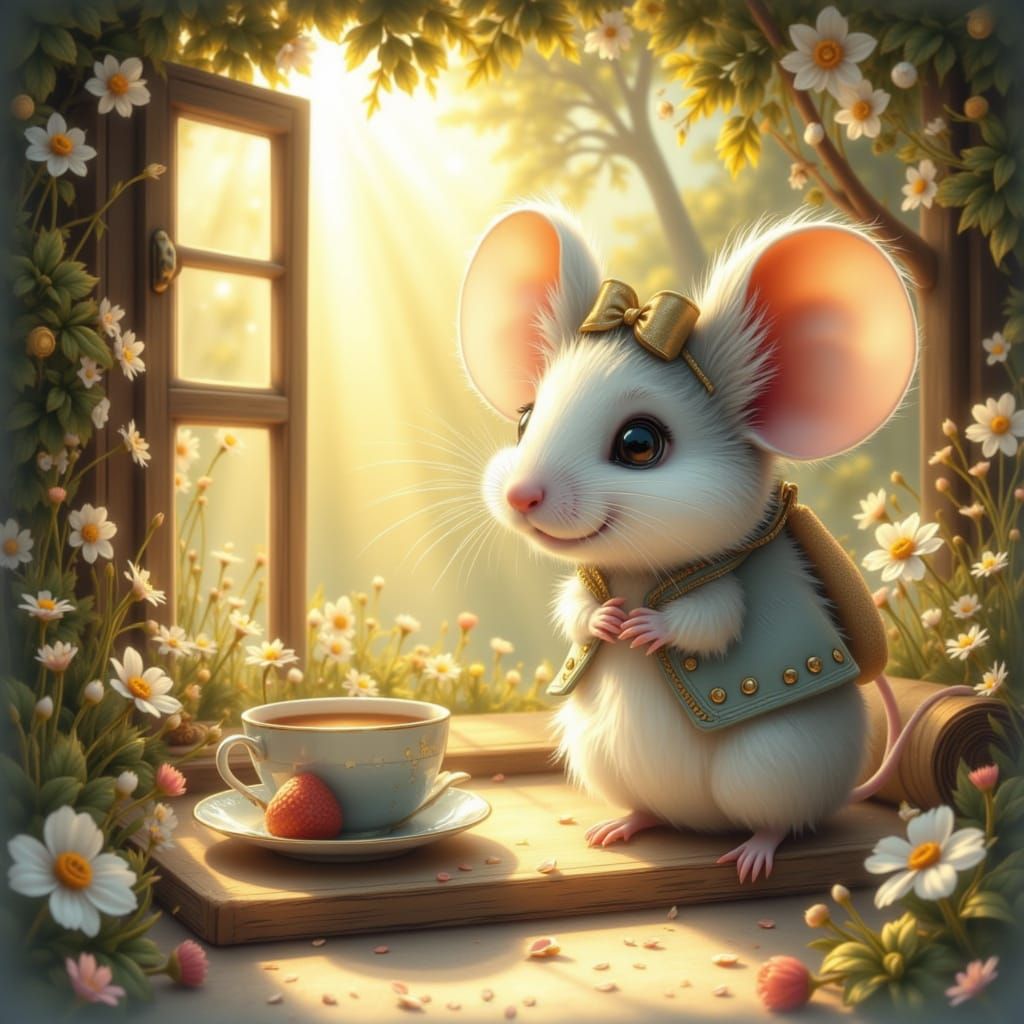 Cute Mouse Exercising in Cozy Home