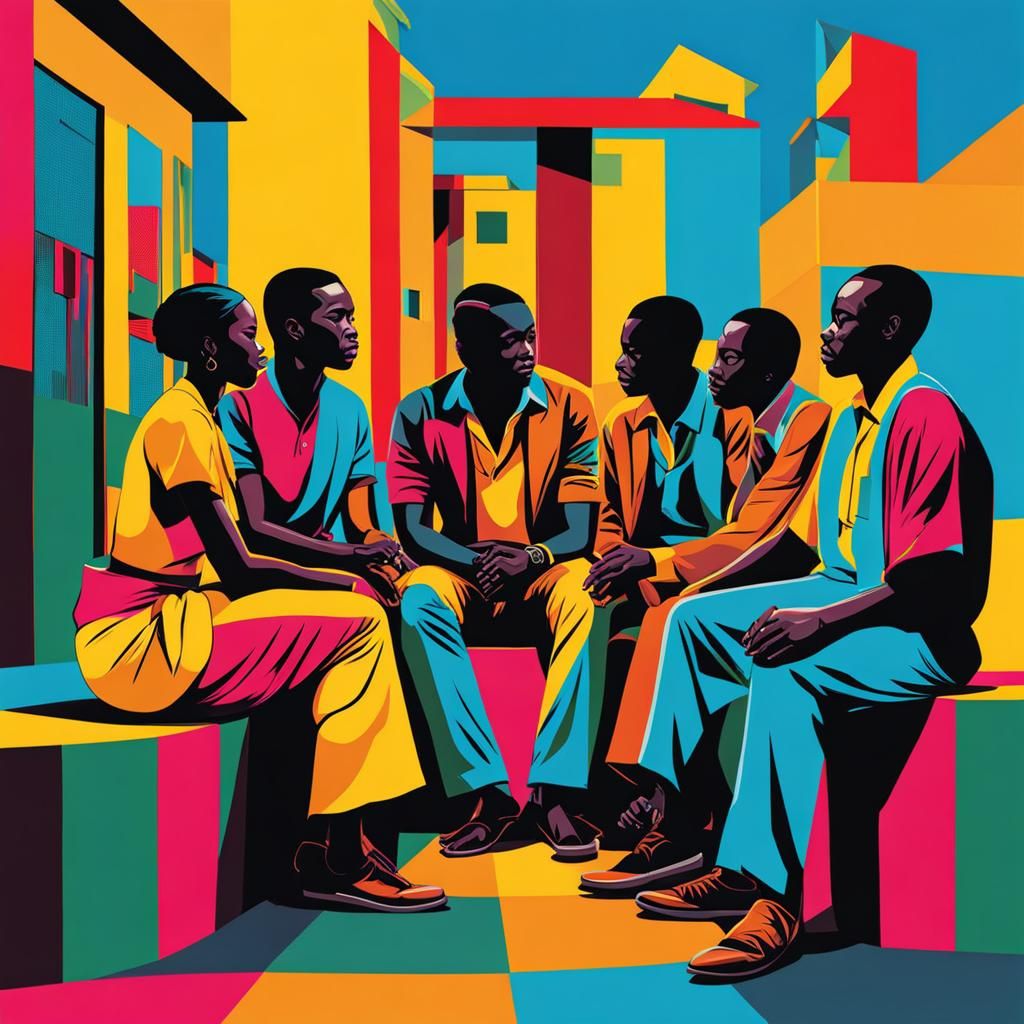 African Community Meeting: Pop Art in Bauhaus Style