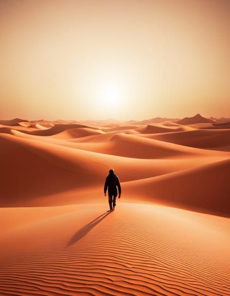 Desert Journey: A Solitary Figure's Adventure