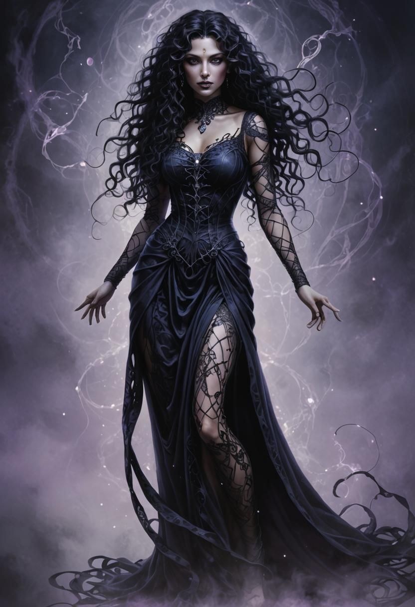 Dark Sorceress Portrait in Dark Fantasy Style
