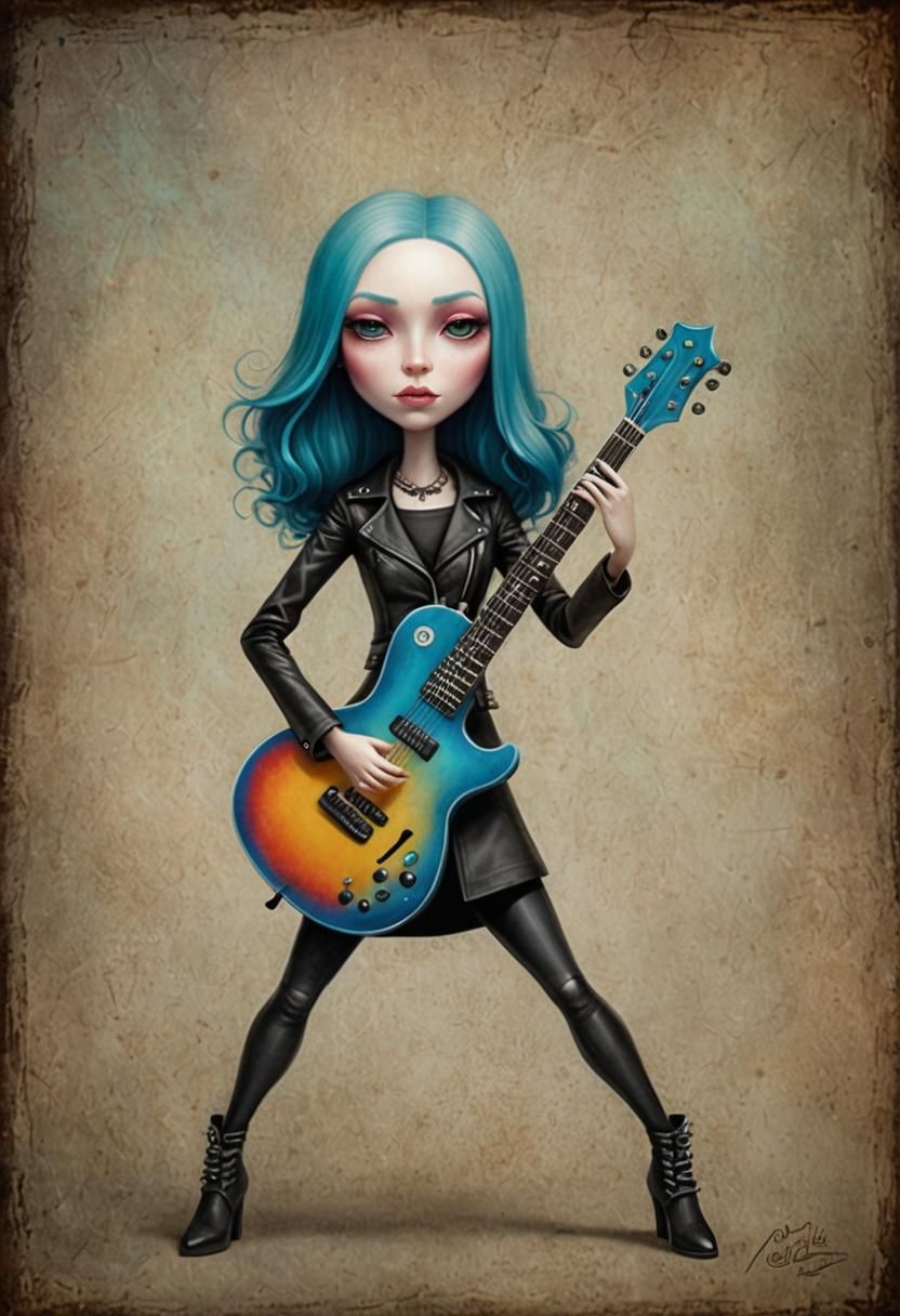 Female Rock Musician in Nicoletta Ceccoli Style