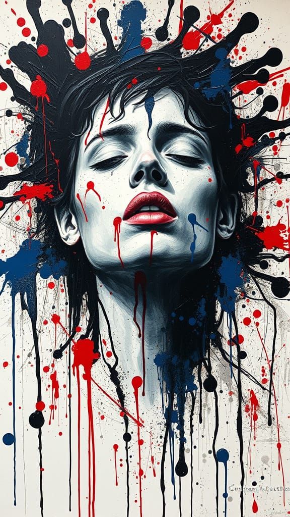 Abstract Expressionist Figure in Chaotic Painting