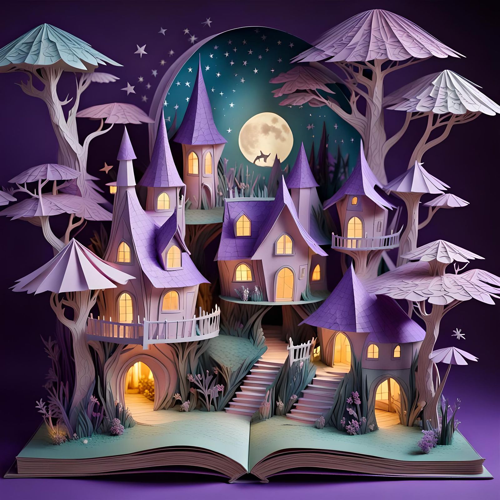 Enchanted Fairy Village Pop-Up Book in Papercraft Style