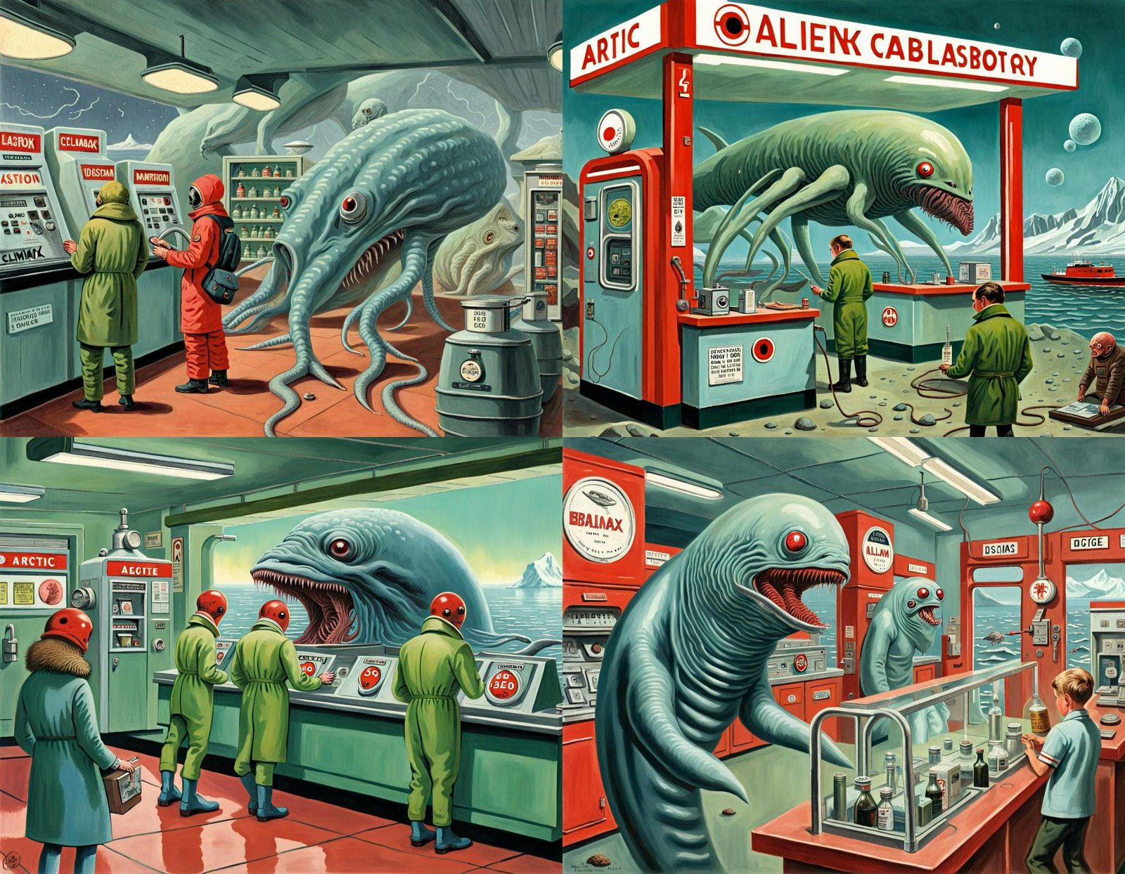 Ladybird Book Style Arctic Lab With Sea Monster