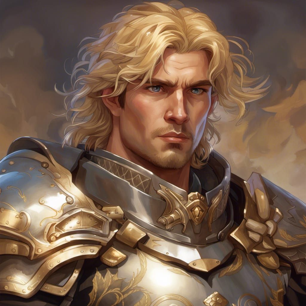 Blonde Paladin Portrait in Detailed Concept Art Style