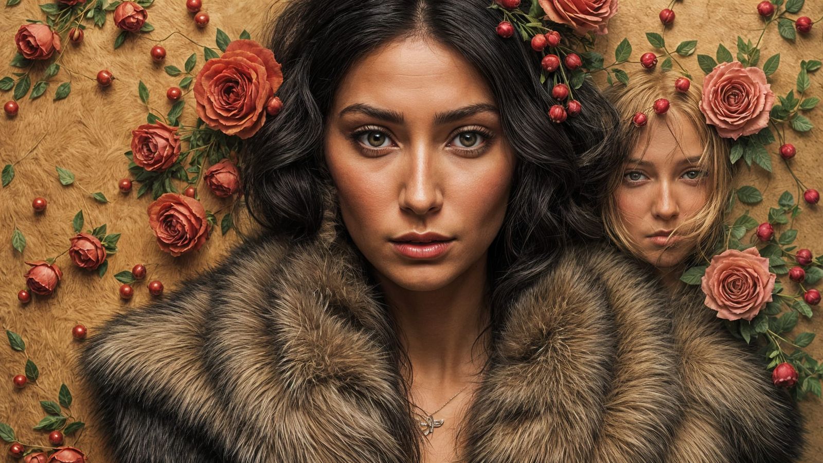 Woman in Fur Stole: Abstract Realism Portrait