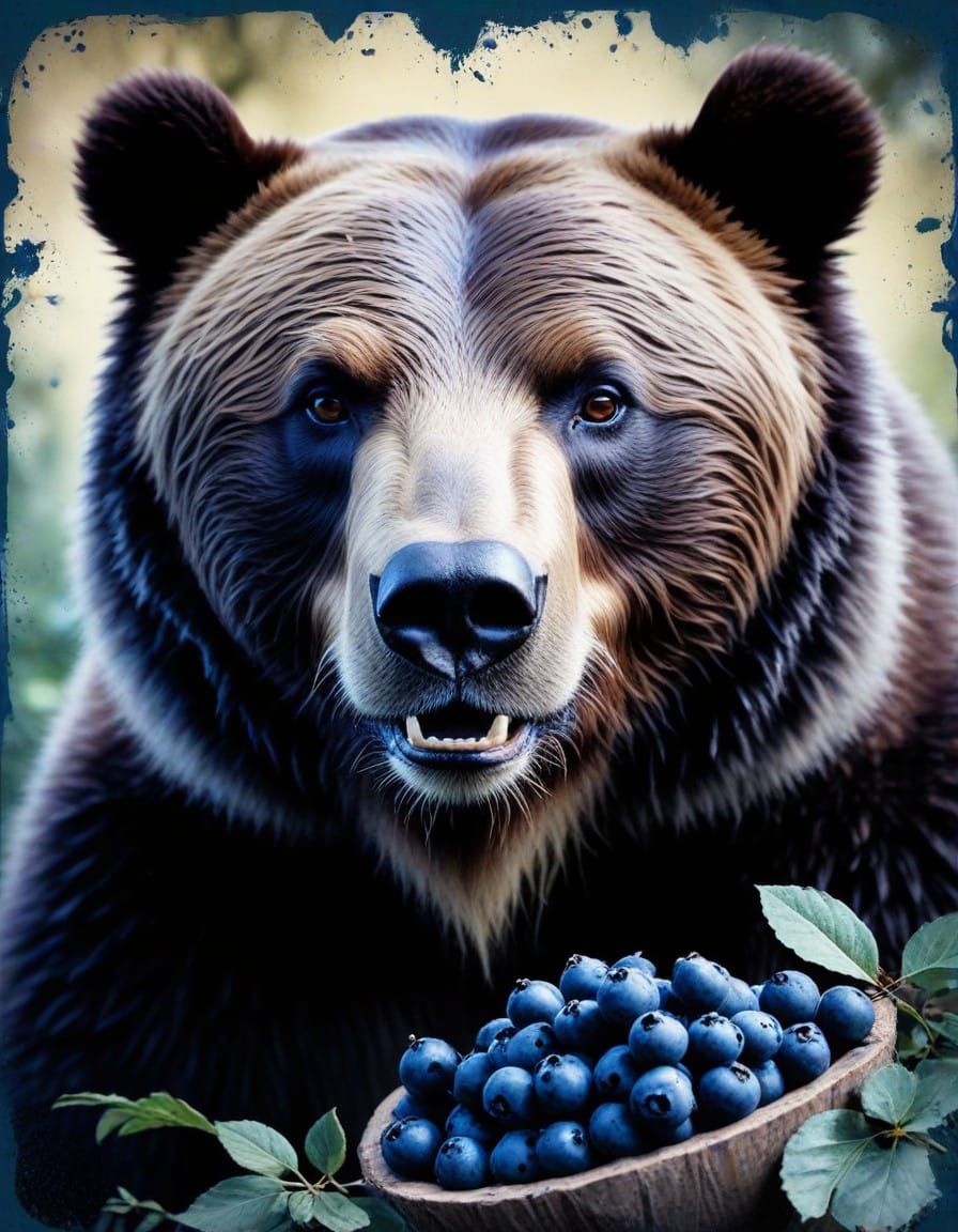 Cyborg Kodiak Bear in Hyperrealistic Volcanic Landscape