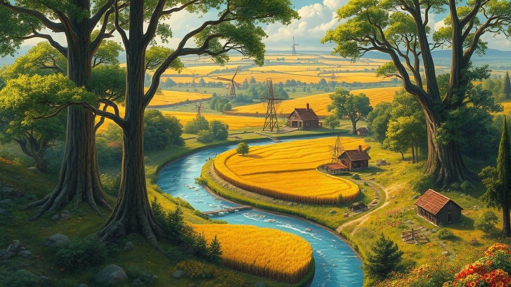 Surreal Landscape Teeming with Natural Resources in Whimsica...