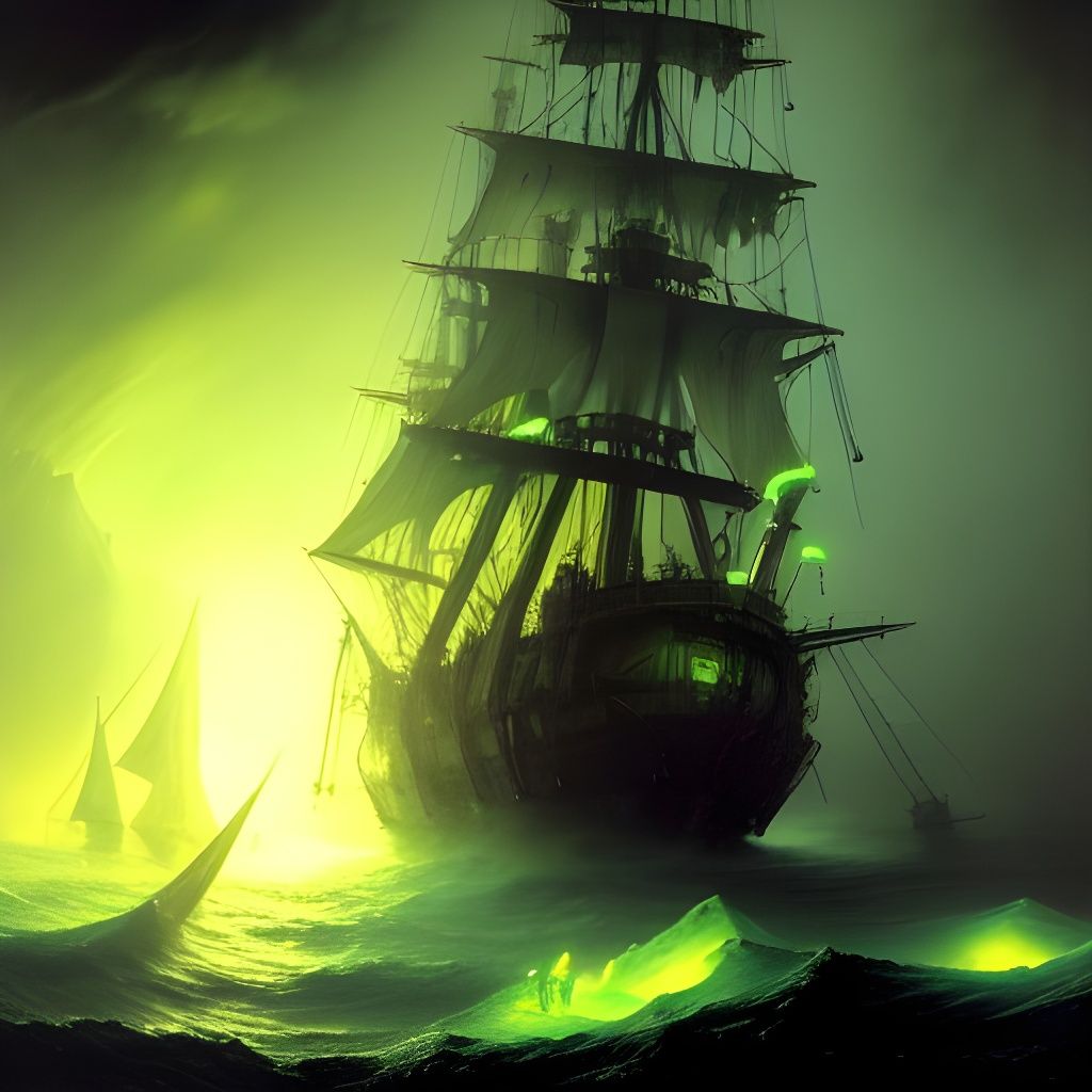 Mechanical Pirate Ship with Green Lights