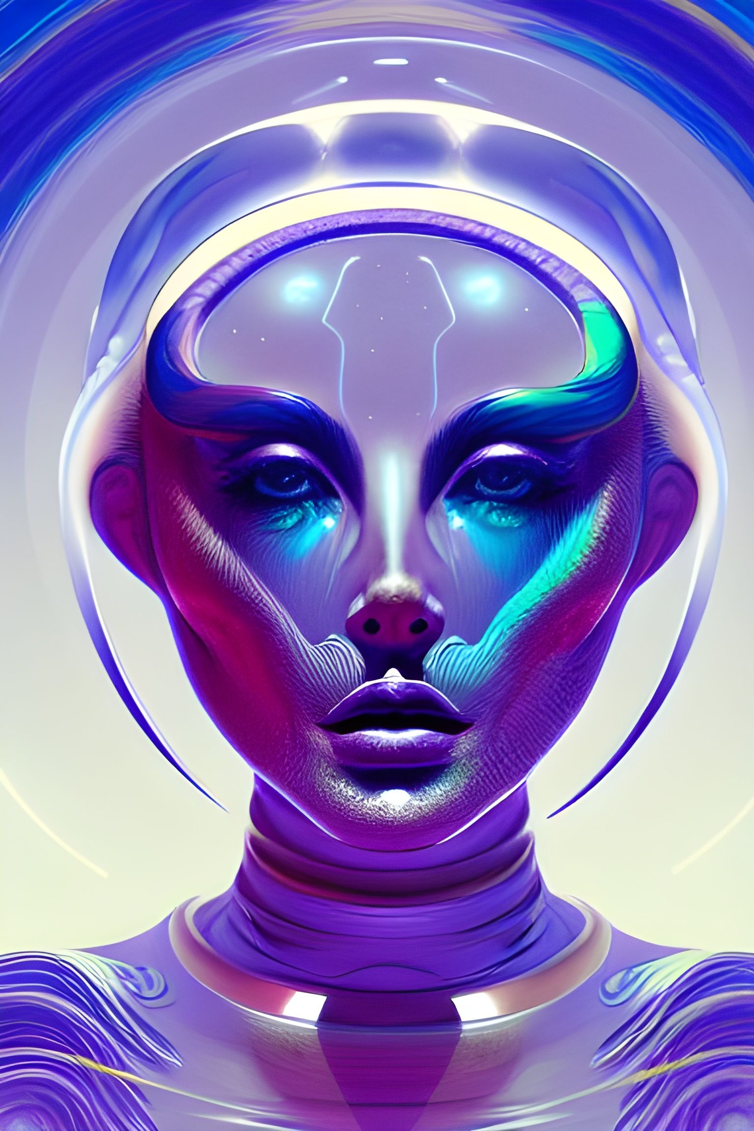 Sensual Futuristic Astronaut Woman in Ornamental Style