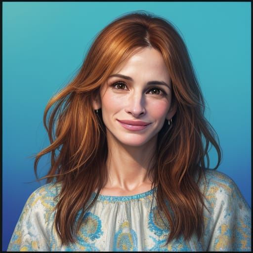 Hyperrealistic Portrait of Julia Roberts in Splash Art Style