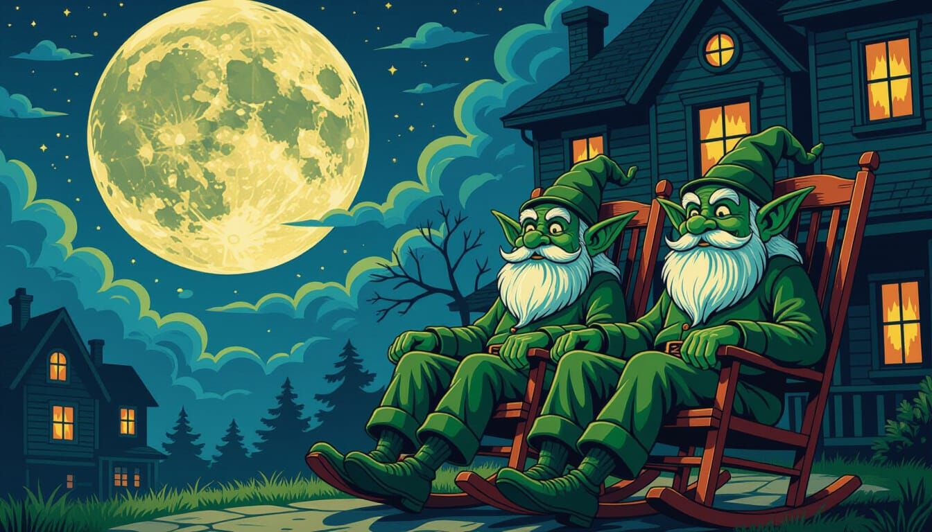 Goblin Socks with Haunted House Pattern