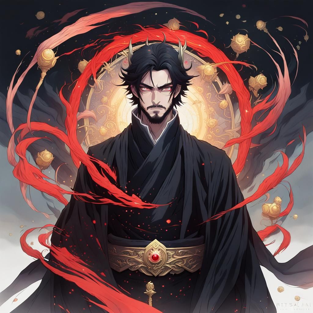 Ethereal Mage with Swirling Magic in Anime Style