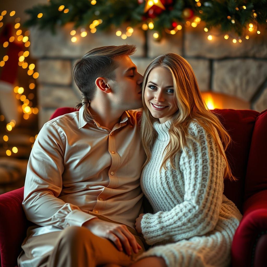 Cozy Christmas Moment with Intimate Couple