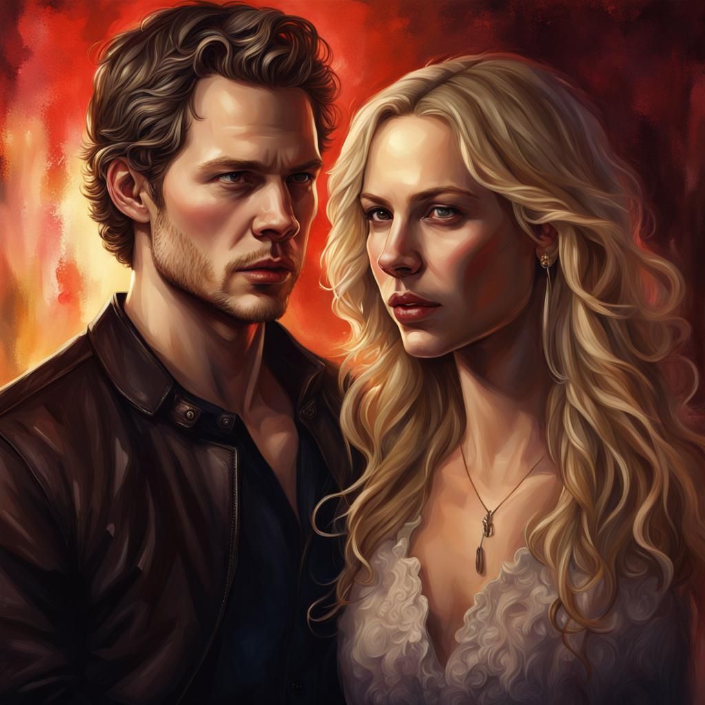Klaus and Caroline: Hyperrealistic Splash Art Portrait
