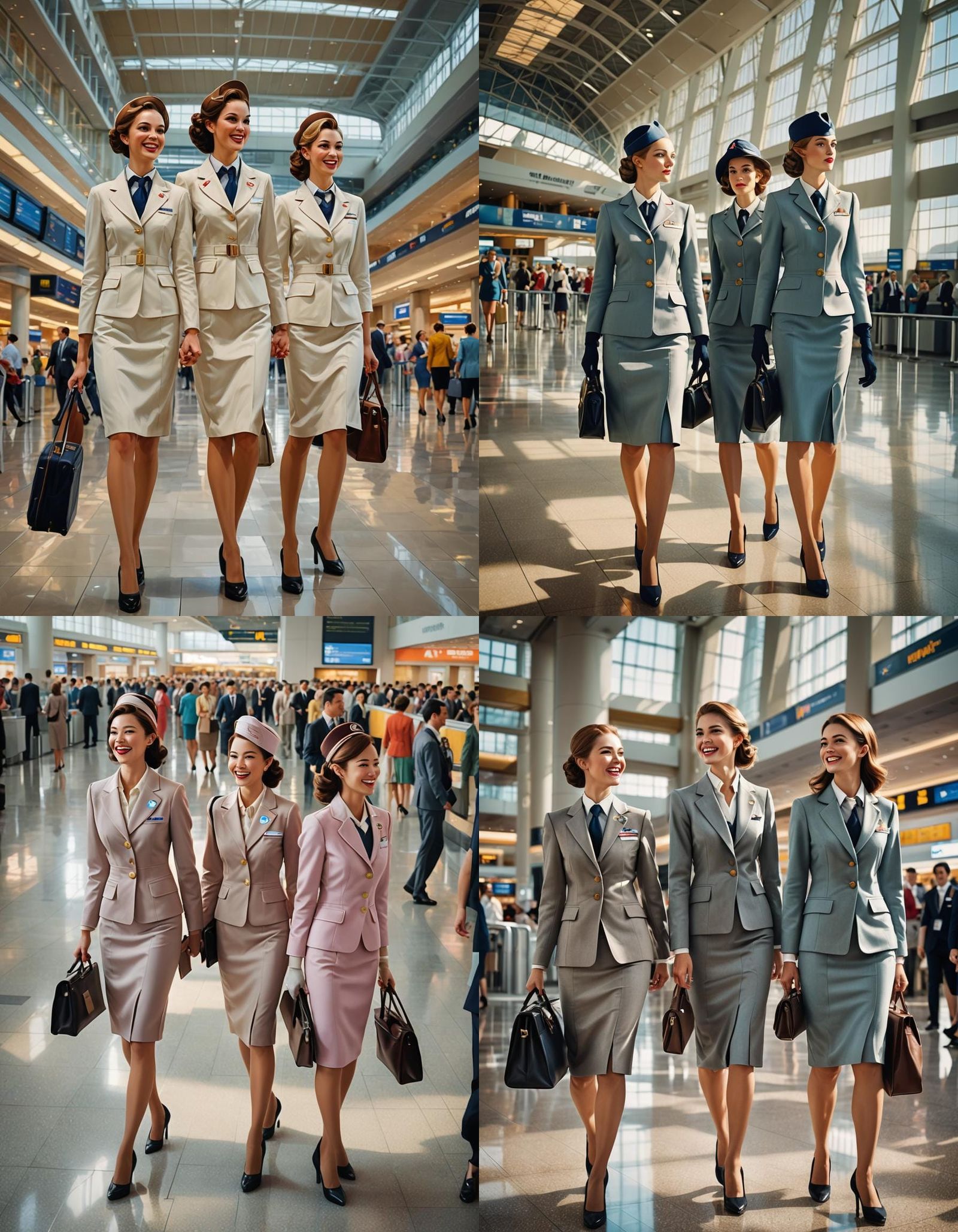 Stewardesses in Airport: Neo-Impressionist Style