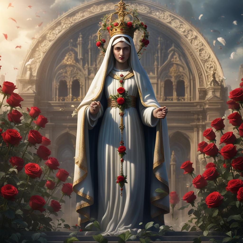 Our Lady of Fatima with Roses: Fantasy Art